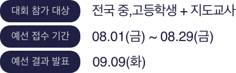 대회 참가 대상 : 전국 중,고등학생 + 지도교사, 주최 주관 : 한국중국어교사회, 한국일본어교육연구회, 예선 접수 기간 : 08.01(금) ~ 08.29(금) | 예선 결과 발표: 09.09(화), 후원 : NE능률